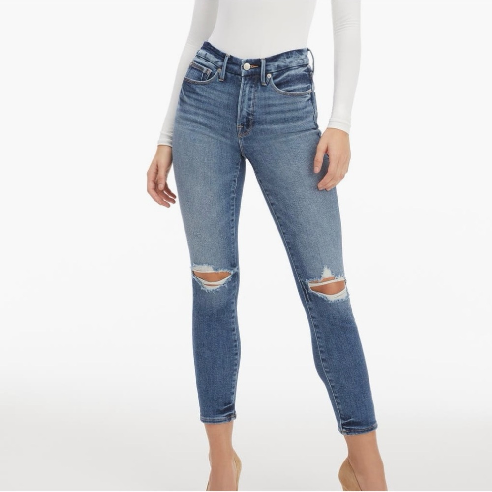 Good American High Waist Ankle Skinny Cigarette Jeans